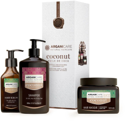 Set trio cu ulei de c ocos pentru hranirea intensa a parului Arganicare 1000 ml 