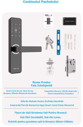 Yala/clanta inteligenta smart compatibil usa metalica aplicatie telefon control de la distanta citire ampreta cod acces card acces ch