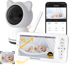 Baby Monitor WiFi 2in1 cu Camera Audio-Video Multi View VisionHub® UltraHD/5&rdquo Night Vision Aplicatie Telefon Rotire 355° /9