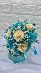 Buchet flori de camp personalizabil ideal pentru cununie civila nunta mireasa nasa sau cadou alb-blue 