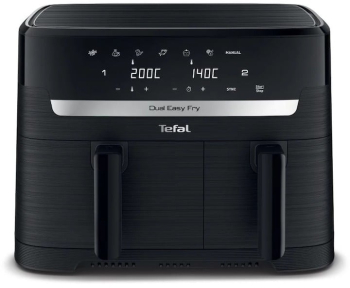 Friteuza dubla cu aer cald Tefal Dual Easy Fry EY901N10 Putere 2700W 7 Programe de gatire Ecran LCD Capacitate 5.2L + 3.1L Negru 