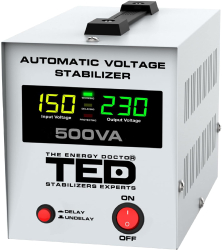 Stabilizator retea automat 500VA 300W cu Ecran LCD si Sinusoidala Pura cu 2 Iesiri Schuko TED Electric 