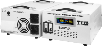 Stabilizator Retea Automat 5200VA 3000W cu Ecran LCD si ServoMotor cu 2 Iesiri Schuko si Regleta TED Electric 