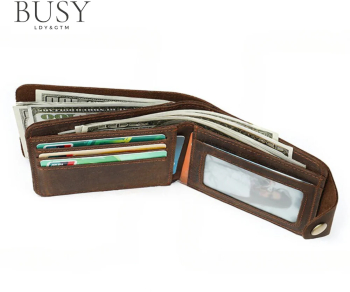 Portofel barbati BUSY LDY and GTM® Echo piele naturala premium buzunar carte identitate sloturi card permis maro 