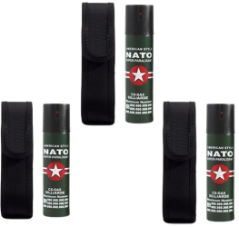 Set 3 Spray-uri Paralizante NATO Defence 110 ml Propulsie Jet Verde Husa Inclusa 