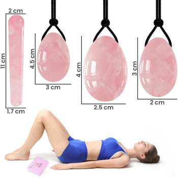 Set Premium greutati GlowforHome pentru exercitii kegel si tratament incontinenta urinara Tonifierea planseului pelvin cristal jad roz 