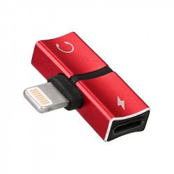 Adaptor 2in1 iPhone iPad Lightning high quality Bibilel casti si charger Splitter Rosu BBL1055 