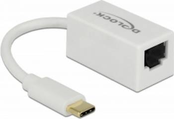 Adaptor Retea Delock RJ45 - USB Type-C Alb 