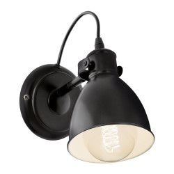 Aplica PRIDDY 49468 E27 40W Otel Negru Alb EGLO 