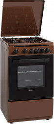 Aragaz Heinner HFSC-V50LITBRW 4 arzatoare Cuptor gaz Aprindere electrica Gratare email Timer Maro 