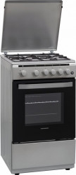 Aragaz Heinner HFSC-V50LITSL 4 arzatoare Cuptor gaz Aprindere electrica Timer Gratare email Argintiu 