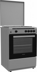 Aragaz Gaz Heinner HFSC-V60SL 4 arzatoare Gaz Aprindere electrica Dispozitiv de siguranta plita si cuptor Duze GPL incluse 60 cm Argintiu 