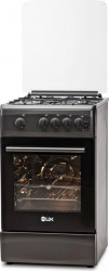 Aragaz LDK 5060 GRAI MAT BLACK RMV NG 4 arzatoare 51 L Cuptor gaz Aprindere electrica Gratare fonta Grill Rotisor Gri 