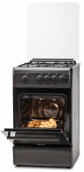 Aragaz LDK 5060 GRAI MAT BLACK RMV 4 Arzatoare Capac sticla Siguranta Grill Rotisor Aprindere electrica Iluminare 50x60 