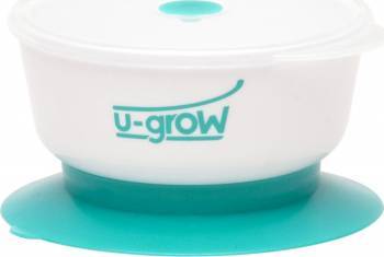 Bol Anti-Alunecare U-Grow A-1017 cu capac si ventuza Blue 