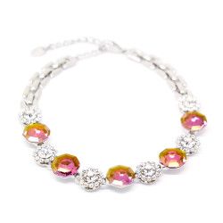 Bratara placata cu rodiu cu cristale Swarovski BC-200 argintiu/mov 