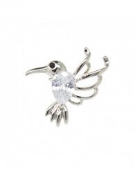 Brosa placata cu rodiu cu cristale Swarovski colibri