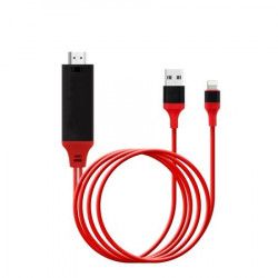 Cablu 3 in 1 MHL HDMI 1080P pentru iphone 5 6 7 ipad mini pro ipod touch 2m rosu HOPE R