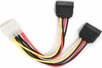 Cablu Alimentare 1 x 5.25 Molex mama la 2 x SATA 30cm