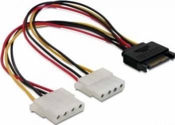 Cablu alimentare Delock SATA 15 pini 2x Molex 4 pini 