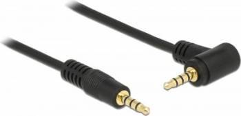 Cablu Audio Delock Stereo Jack 3.5 mm T-T Unghi 5m Negru 