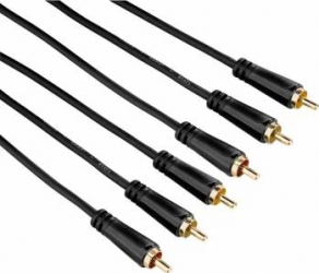 Cablu Audio Hama AV 3RCA-3RCA gold-plated 1.5m Negru 