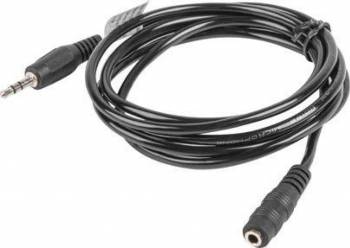 Cablu Audio Lanberg Jack 3.5mm tata la Jack 3.5mm mama 5m Negru 