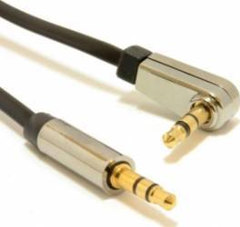Cablu Audio Gembird stereo 3.5mm jack TT conectori placati cu aur un conector 90 grade 1.8m Negru 