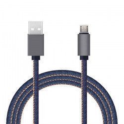 Cablu de date MicroUSB 1M lungime textil-denim Bleumarin BBL1012 