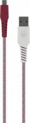 Cablu de Incarcare SkullCandy Braided USB 2.0 la MircoUSB 1.2 m Rosu - Alb
