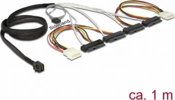 Cablu Delock Mini SAS HD SFF-8643 la 4 x SAS SFF-8482 Sideband 1m 