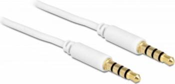 Cablu Delock stereo jack 3.5mm 4 pini Alb T-T 0.5m 83439 