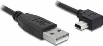 Cablu Delock USB 2.0-A male - USB mini B male unghi 2m Negru 