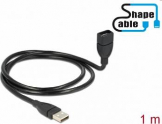 Cablu Delock USB 2.0-A ShapeCable 1m T-M Negru 