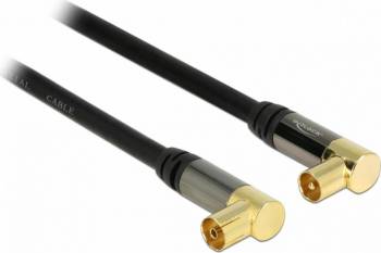 Cablu prelungitor antena Delock 88865 IEC Plug la IEC Jack RG-6/U 2m unghi Negru 