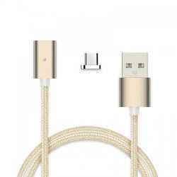 Cablu de date/incarcare magnetic Micro USB 1m textil Auriu BBL833