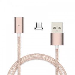 Cablu de date/incarcare magnetic Micro USB 1m textil Rose Gold BBL832 