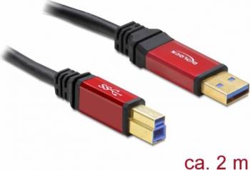 Cabluri Delock USB 3.0 A-B Premium T-T 2m Negru 