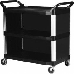 Carucior servire multifuncțional RAKI cu uși si 3 nivele BLACK LARGE 102x50x96cm 