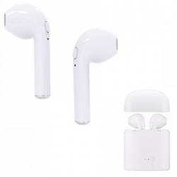 Casti Bluetooth I7s TWS Handsfree Albe fara fir bluetooth 4.2 cu stand de incarcare