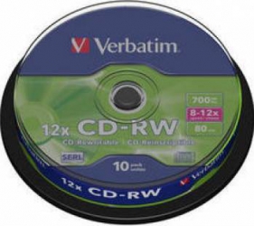 CD-RW SERL Verbatim 700MB 12X 10buc SCRATCH RESISTANT SURFACE 43480 