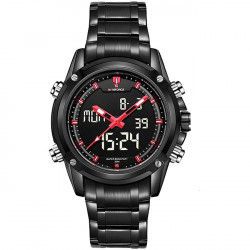 Ceas NAVIFORCE Barbatesc Quartz Sport Negru PN999806NU curea din metal zale afisaj Hibrid 