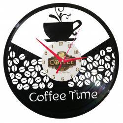 Ceas disc vinil sens invers - Coffee Time 