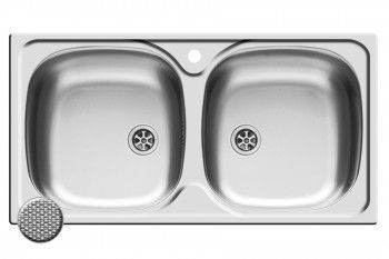 Chiuveta inox Pyramis E78 dimensiune 780x435mm adancime 150mm 2 cuve egale finisaj antizgariere 