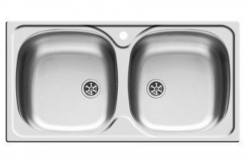 Chiuveta inox Pyramis E78 dimensiune 780x435mm adancime 150mm 2 cuve egale finisaj lucios 