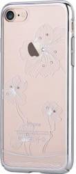 Comma Carcasa Crystal Flora 360 iPhone 8 7 Silver Cristale Swarovski electroplacat protectie 360 grade 