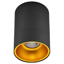 Corp beta sr rotund 1xGU10 negru cu reflecor cupru 