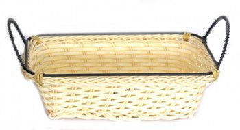 Cos paine fructe legume dreptunghiular servire cu manere RAKI 23x15x7cm rezistent la apa culoare bej 