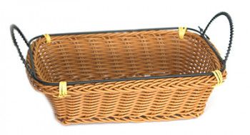 Cos paine fructe legume dreptunghiular servire cu manere RAKI 23x15x7cm rezistent la apa culoare cafea 