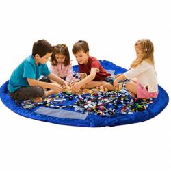 Covor joaca si organizator pentru jucarii 2 in 1 albastru 